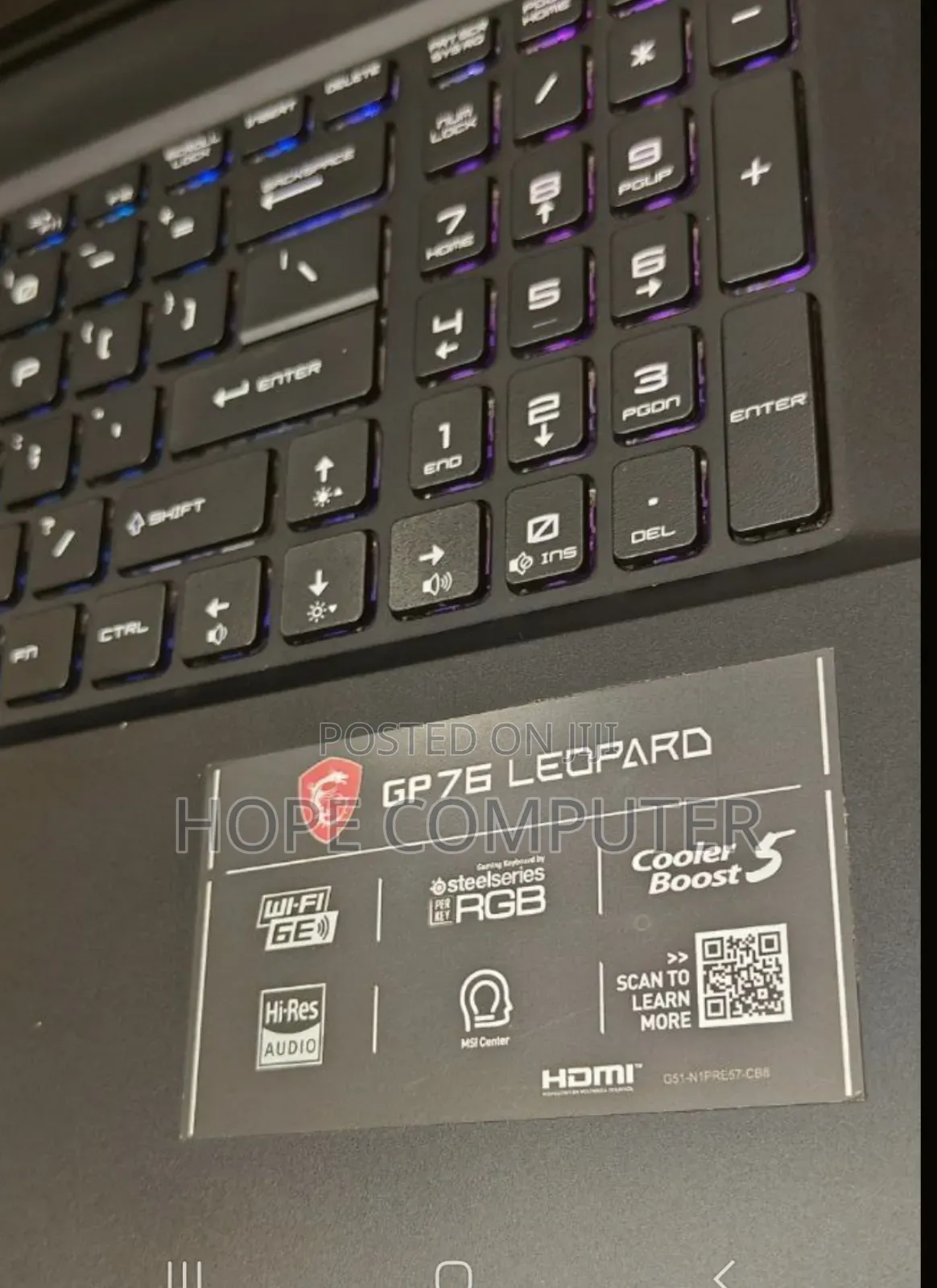 New Laptop MSI Pulse GL76 16GB Intel Core I7 SSD 1T