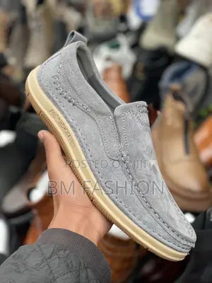 Photo - Gray Suede Loafers Men’S Comfortable Classic Shoes