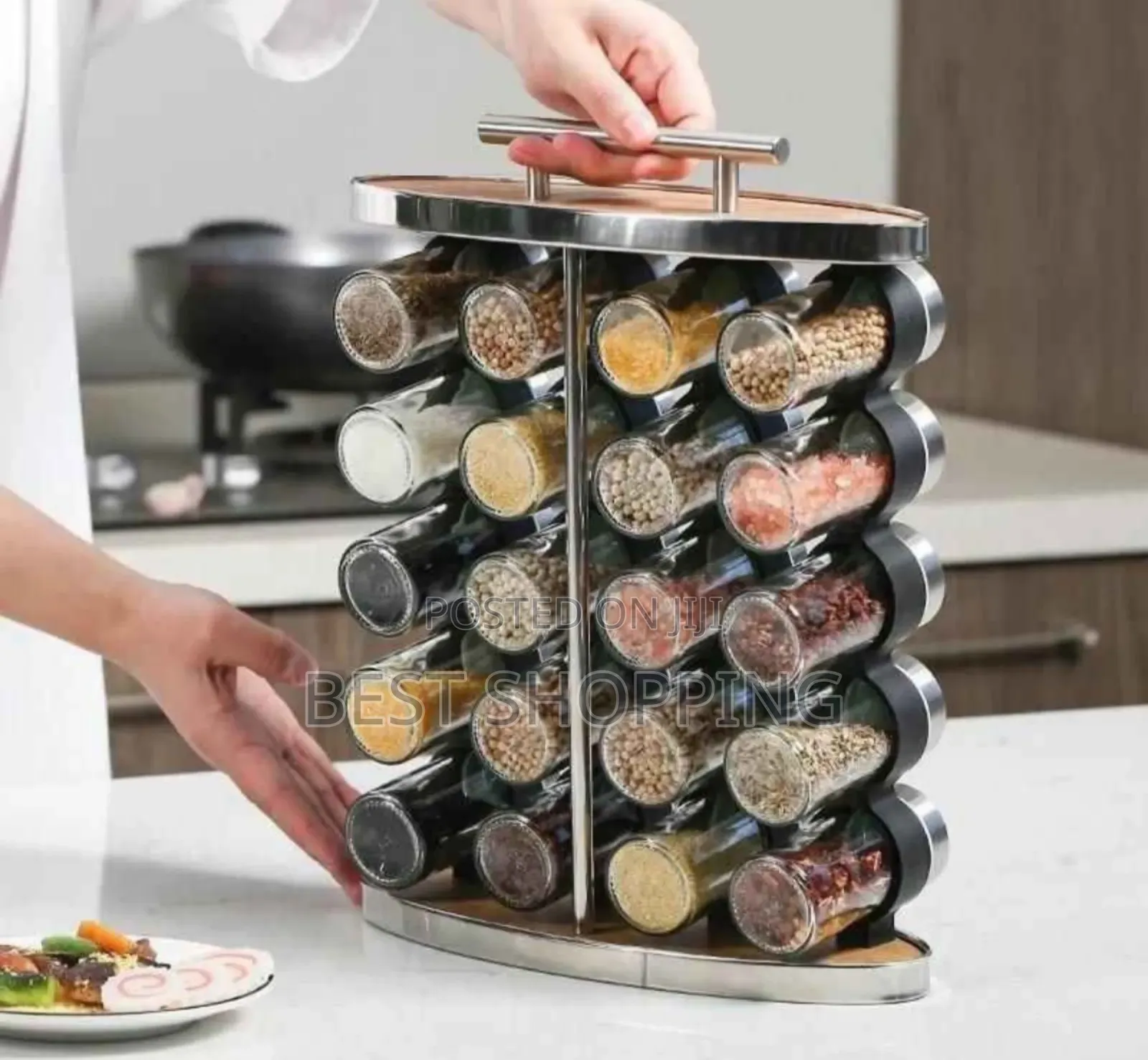 16 Jar Handle Spice Rack Set የቅመማ ቅመም ማስቀመጫ
