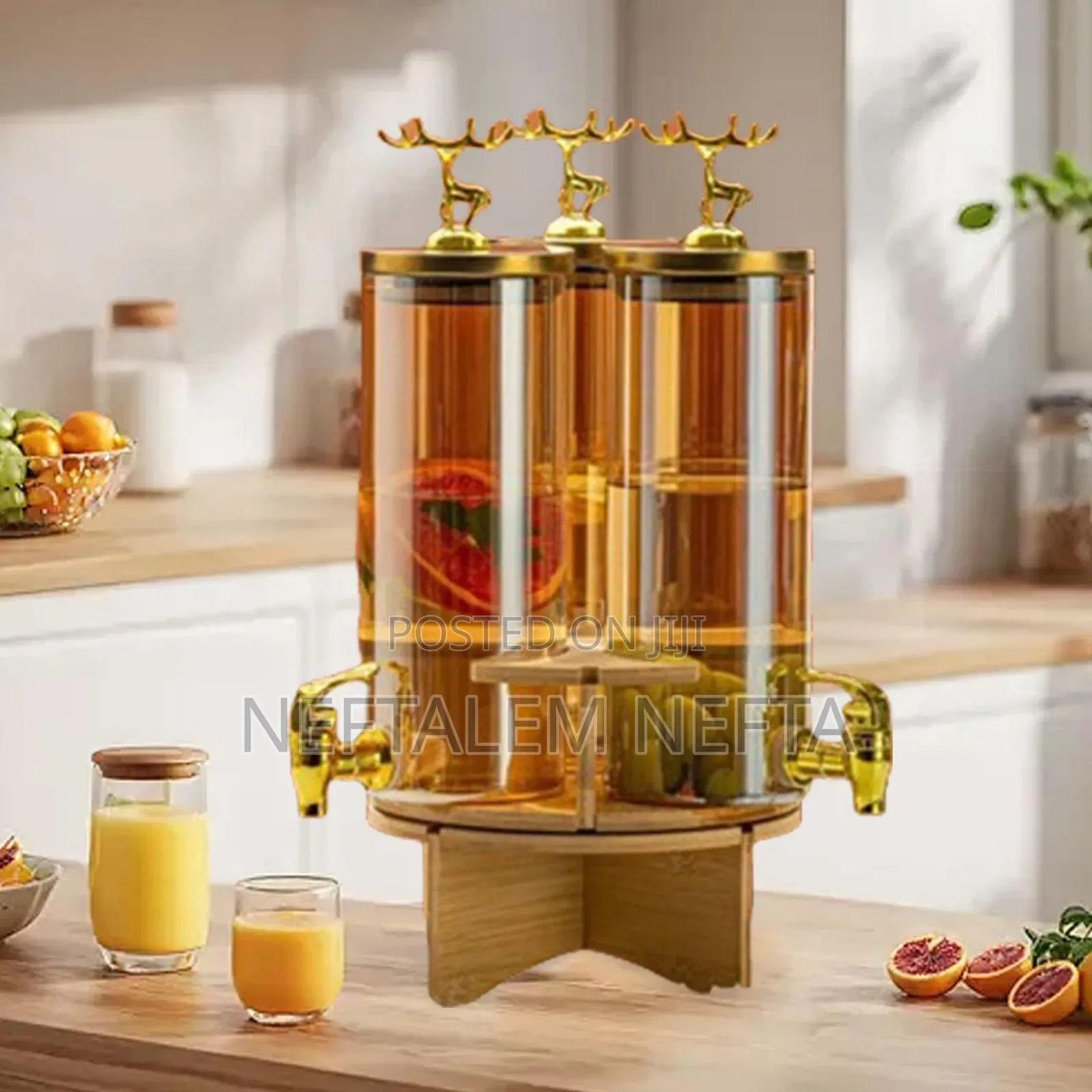 3 in 1 Glass Dispenser Jar With Stand Rack