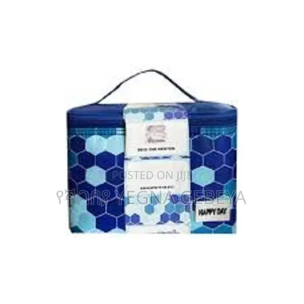 Blue Double Lunch Box With 2 Water Bottles