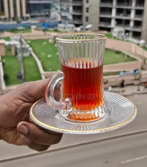 Photo -  Strip Style Tea Cup
 100% Quality 
 ወፍራም ብርጭቆ