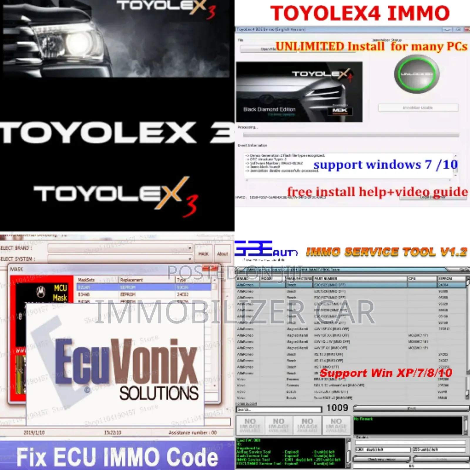 4 in 1 Toyolex 4 , Toyolex 3, Ecuvonix and Immo Off Serivice Tool V1.2