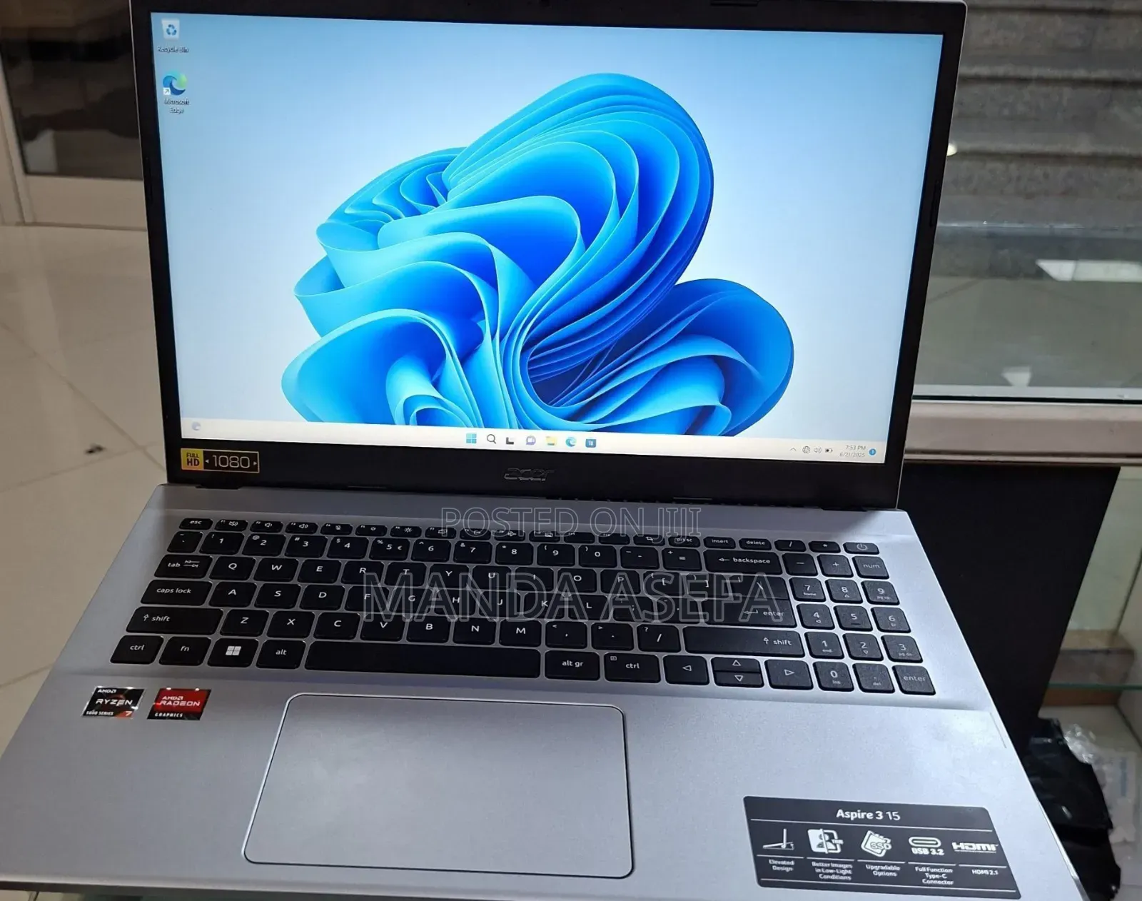 New Laptop Acer Aspire 3 16GB AMD Ryzen 7 SSD 512GB