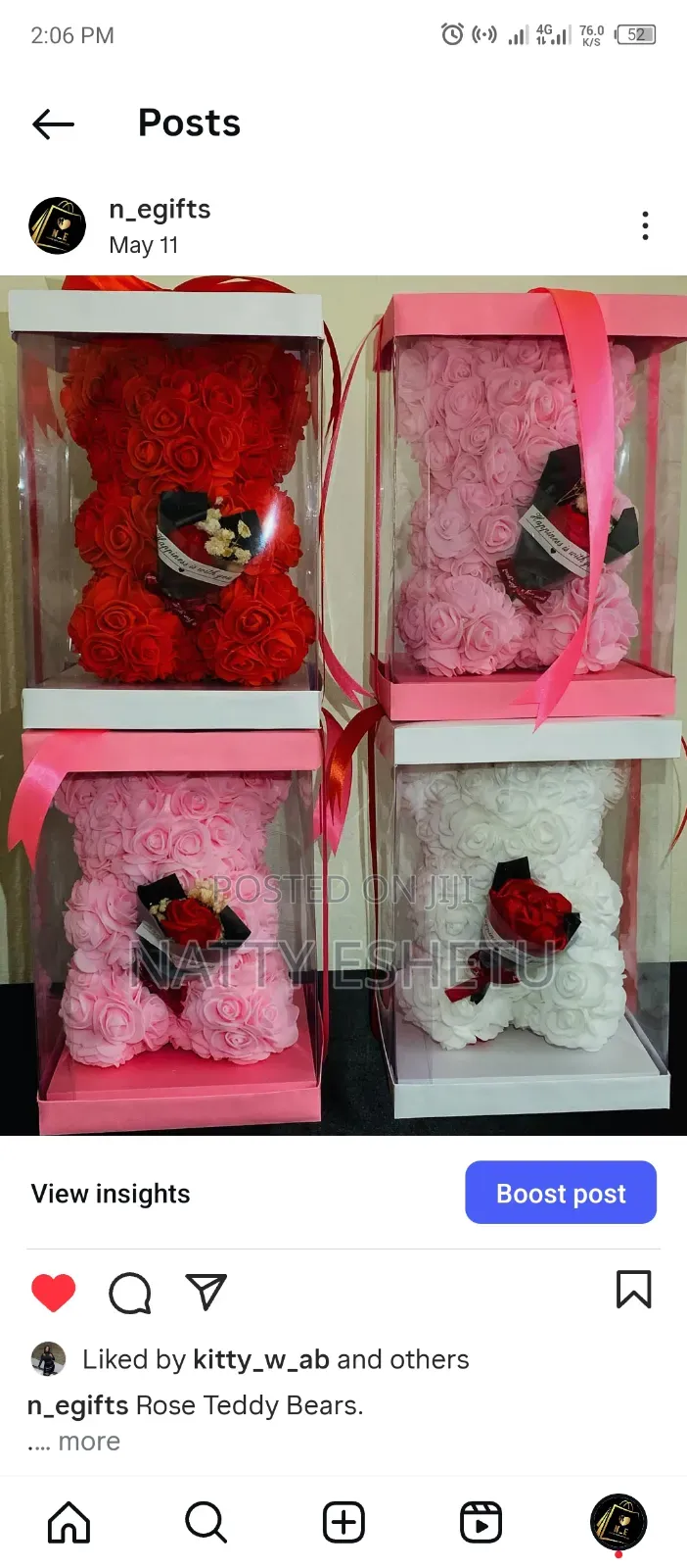 Artificial Rose Teddy Bear