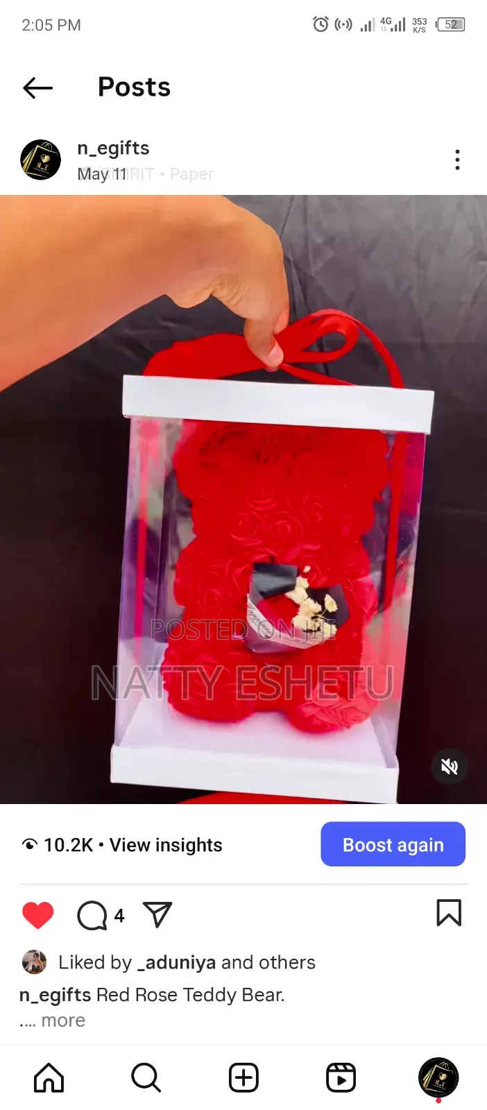 Artificial Rose Teddy Bear