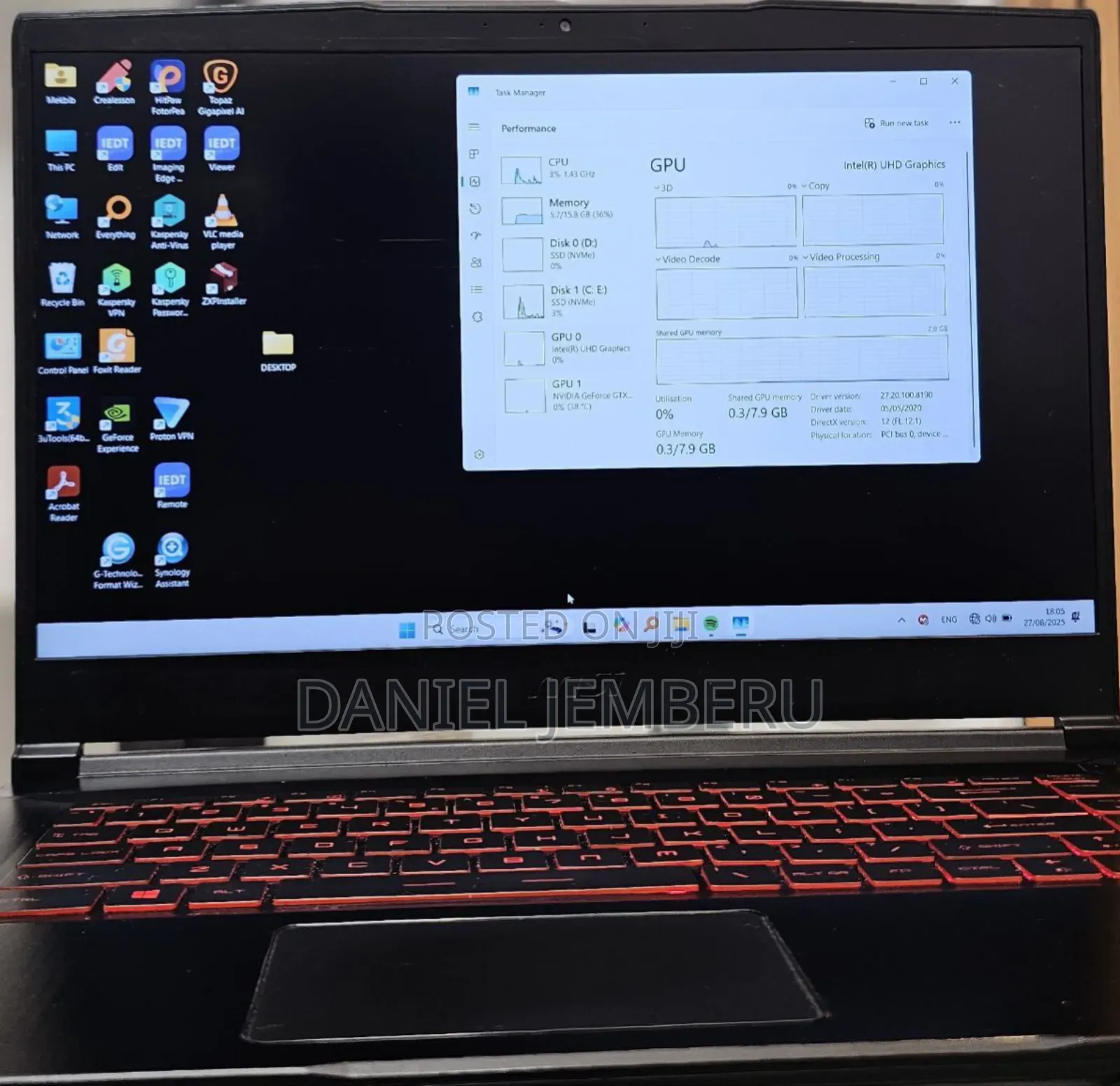 New Laptop MSI GF63 16GB Intel Core I7 SSD 512GB