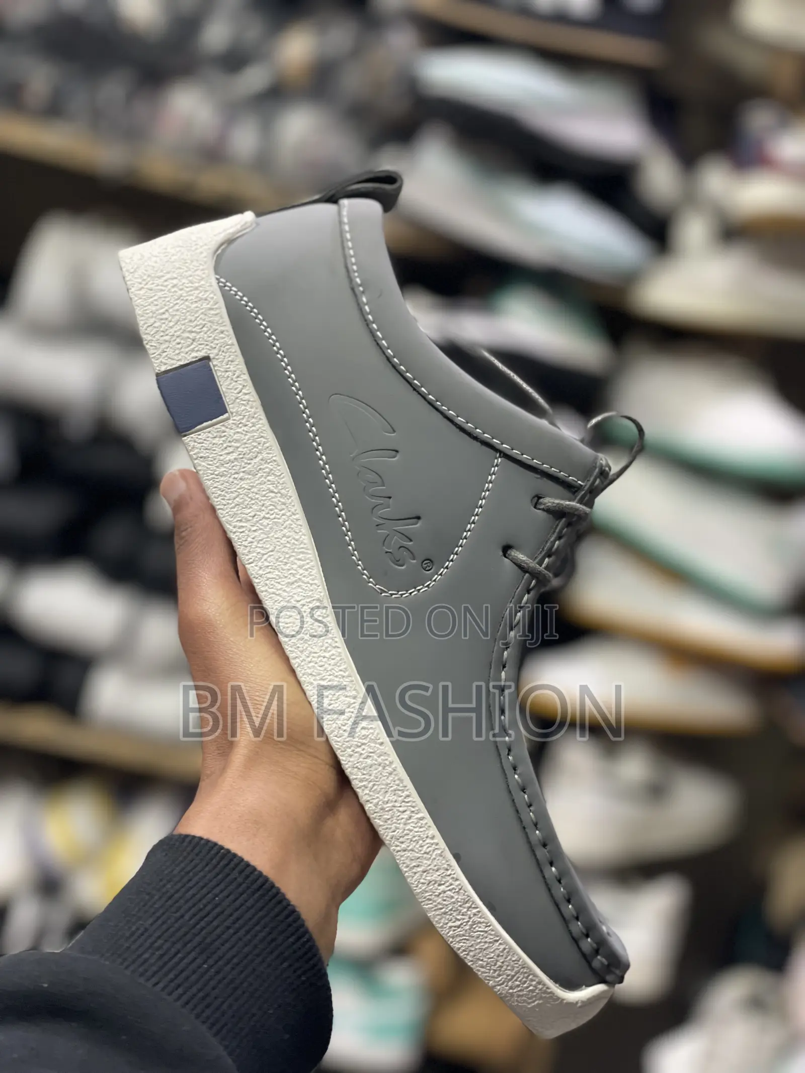 Clarks Gray Quality Loafers Mens Flat Shoes