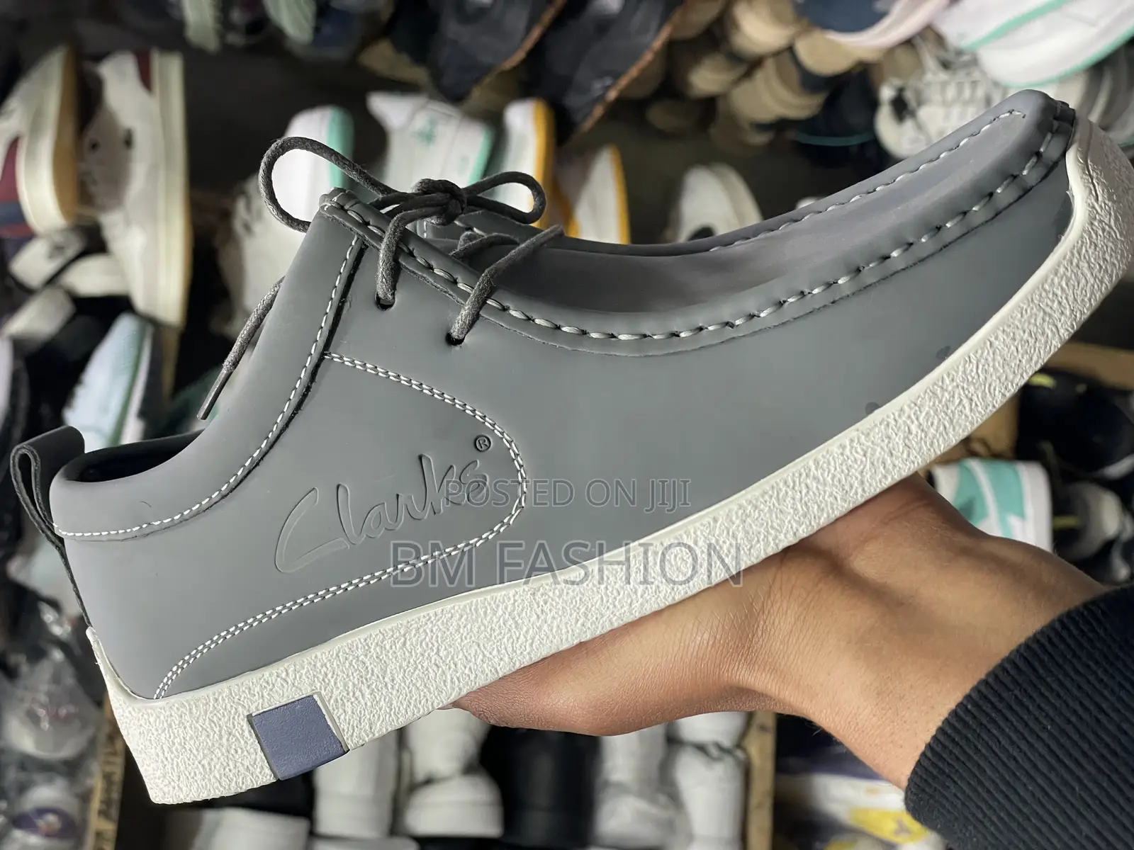 Clarks Gray Quality Loafers Mens Flat Shoes