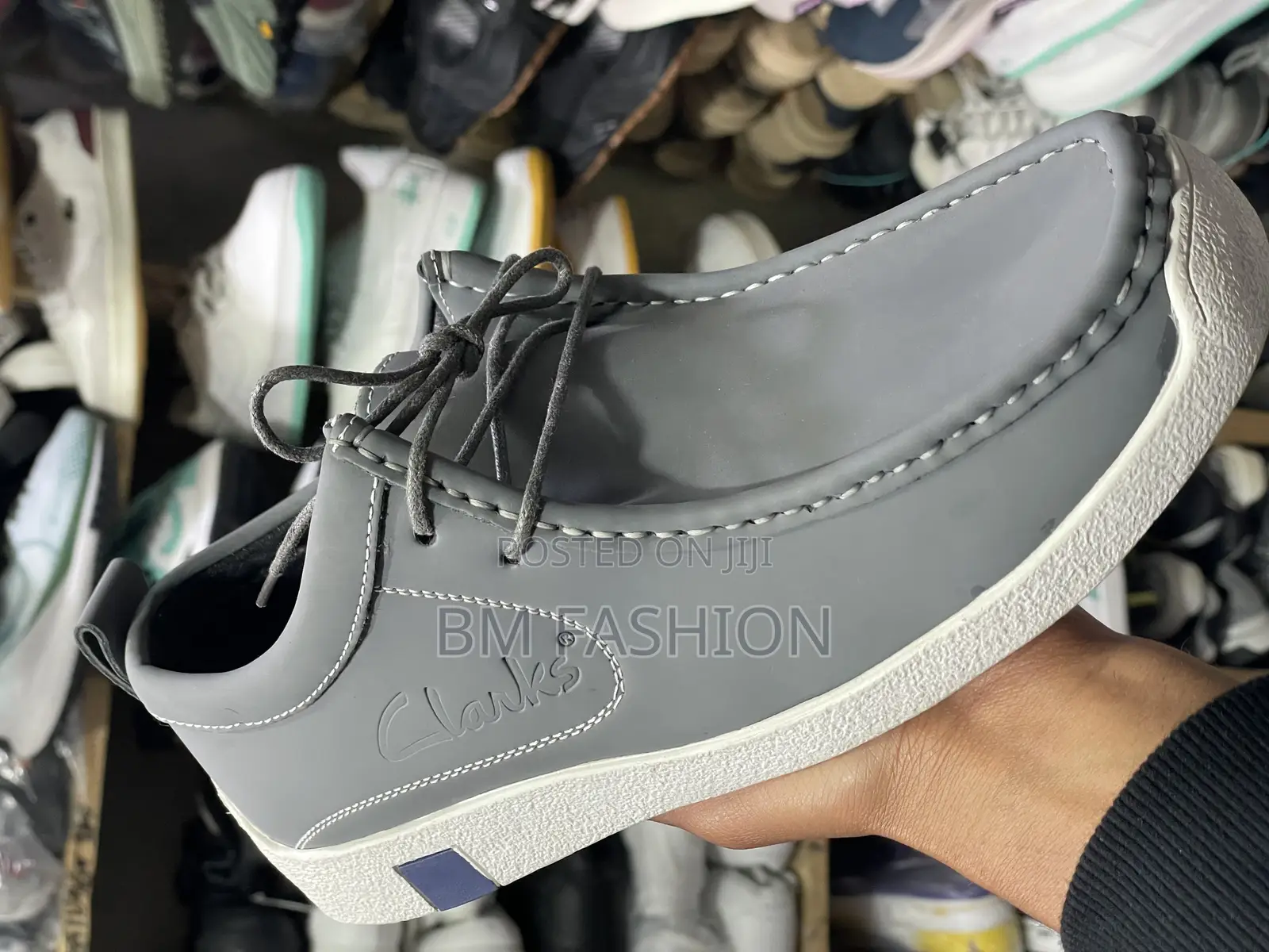 Clarks Gray Quality Loafers Mens Flat Shoes