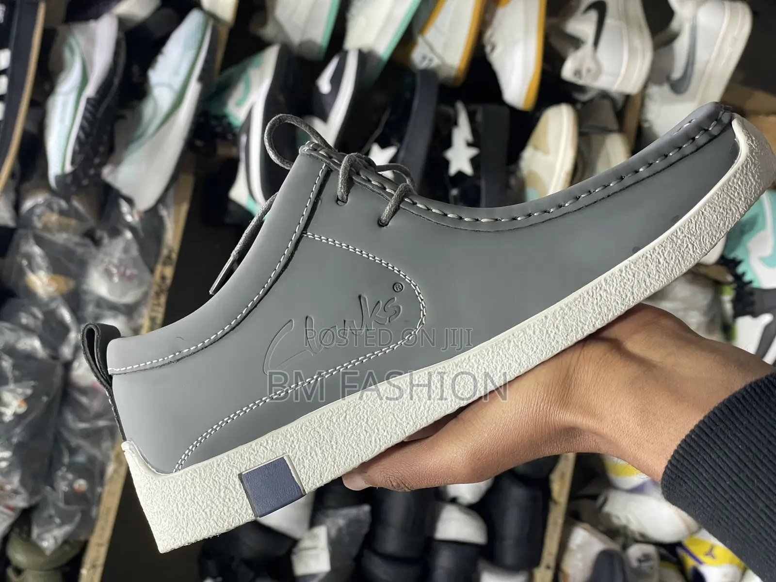 Clarks Gray Quality Loafers Mens Flat Shoes