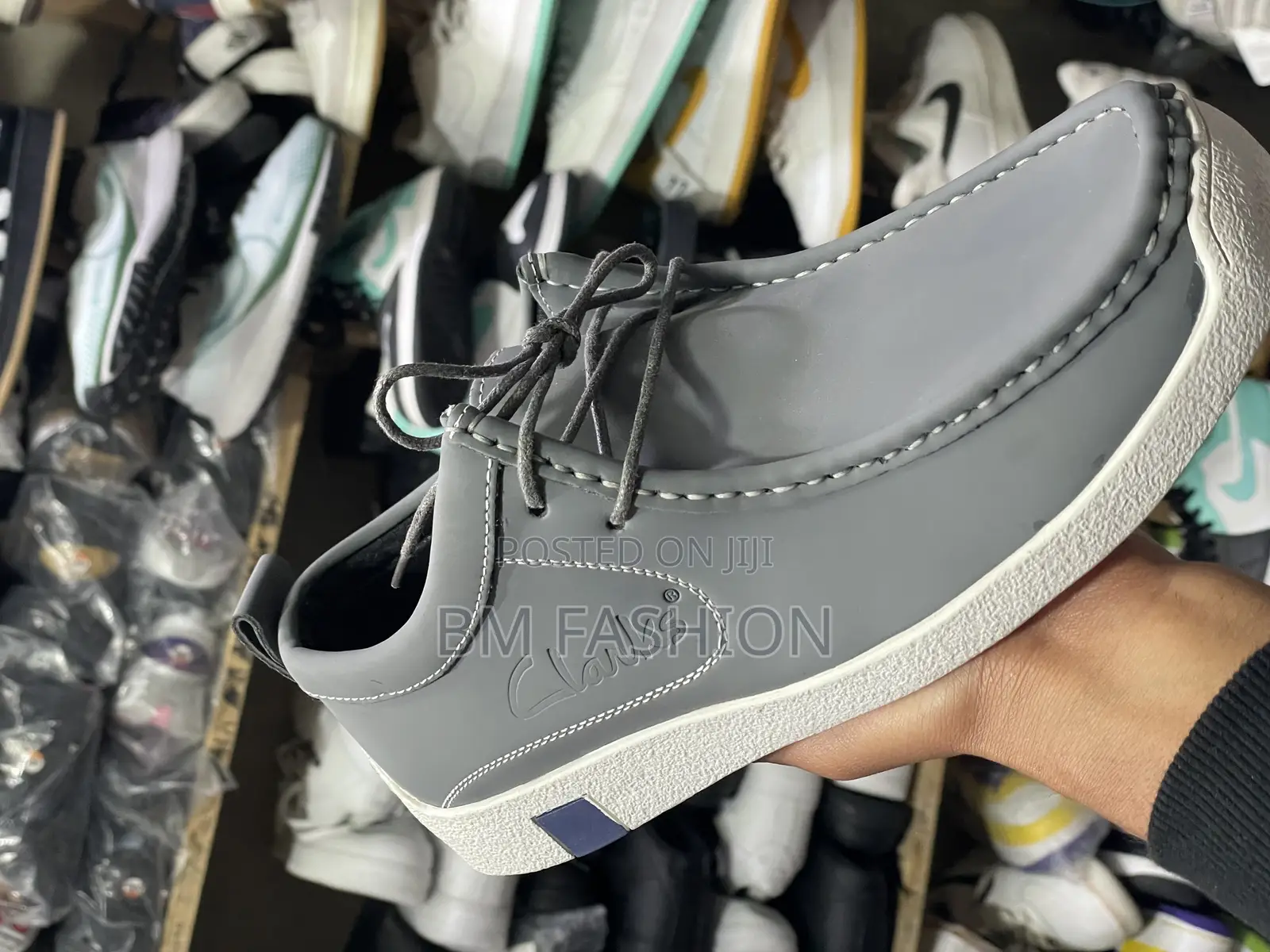 Clarks Gray Quality Loafers Mens Flat Shoes