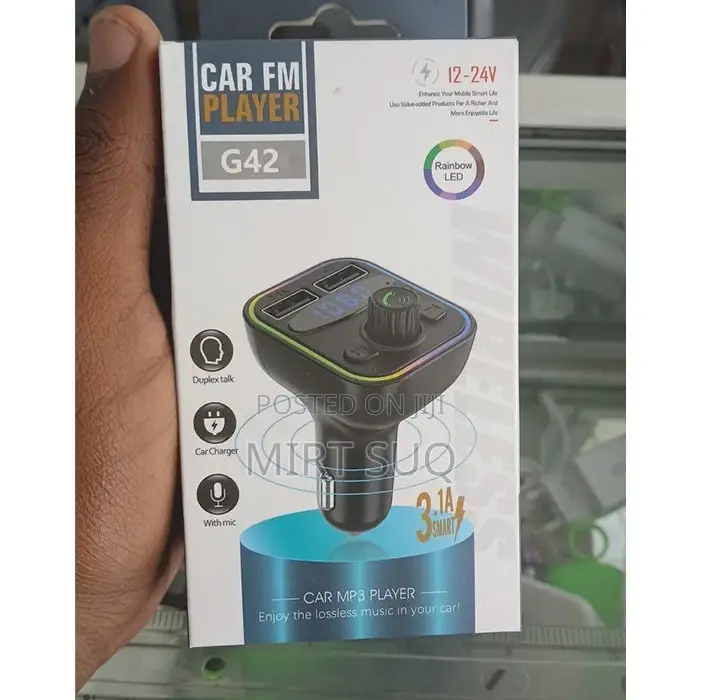 Multifunction Wireless Car Fm Player With 7 Color Led Rgb Light