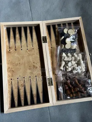 3in1 Wooden [Chess+Checkers +Backgammon ] [ ቼዝ +ዳማ+ባክጋመን ]30cm X 30cm