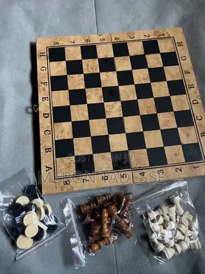 Photo - 3in1 Wooden [Chess+Checkers +Backgammon ] [ ቼዝ +ዳማ+ባክጋመን ]30cm X 30cm