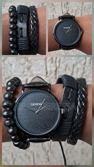 Men Watch Luxury Bracelet Set Fashion Brown Leather Bracelets