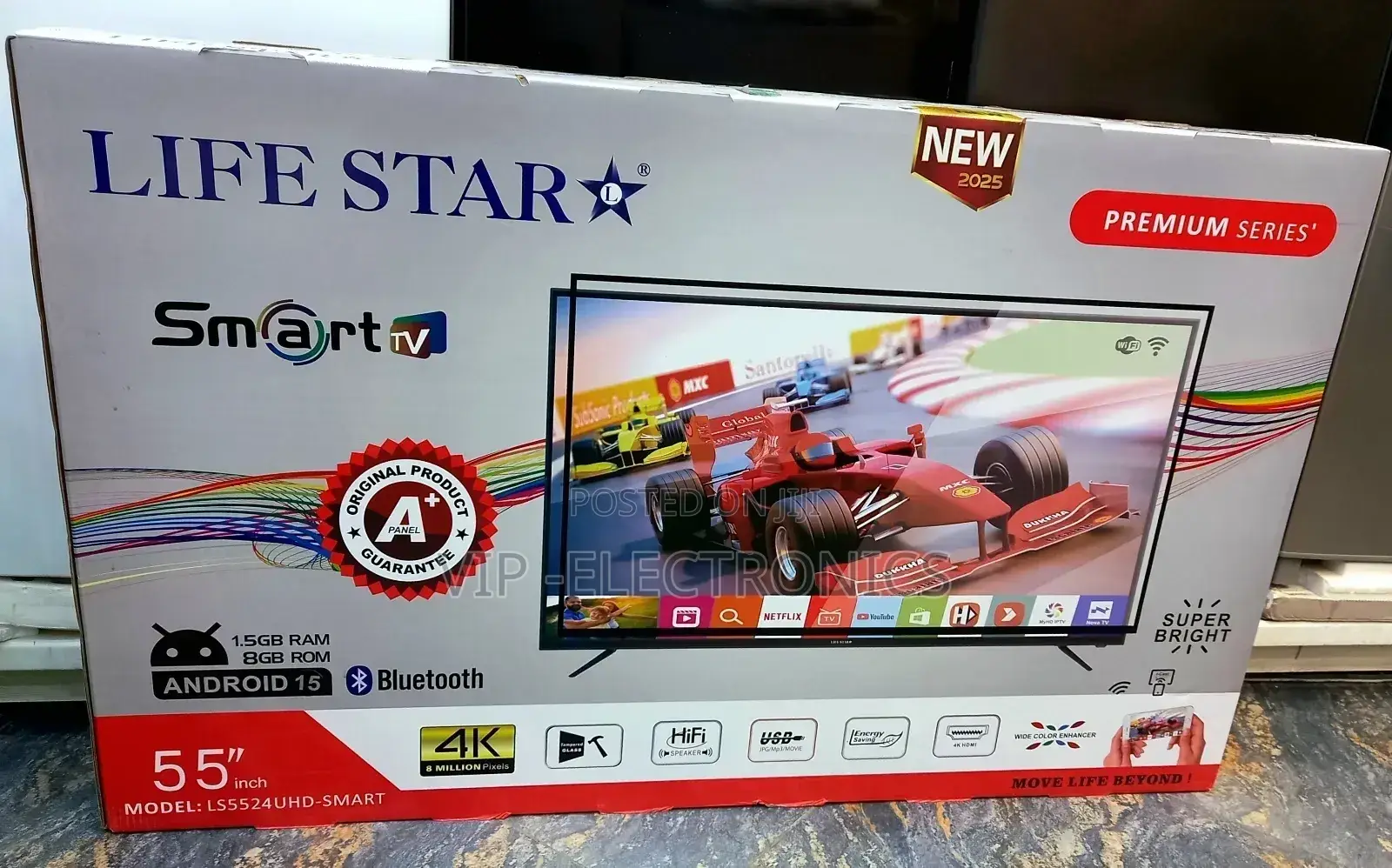 Lifestar Tv 55 Inch Tv Smart Android 15.0 Ultra Hd New 2025