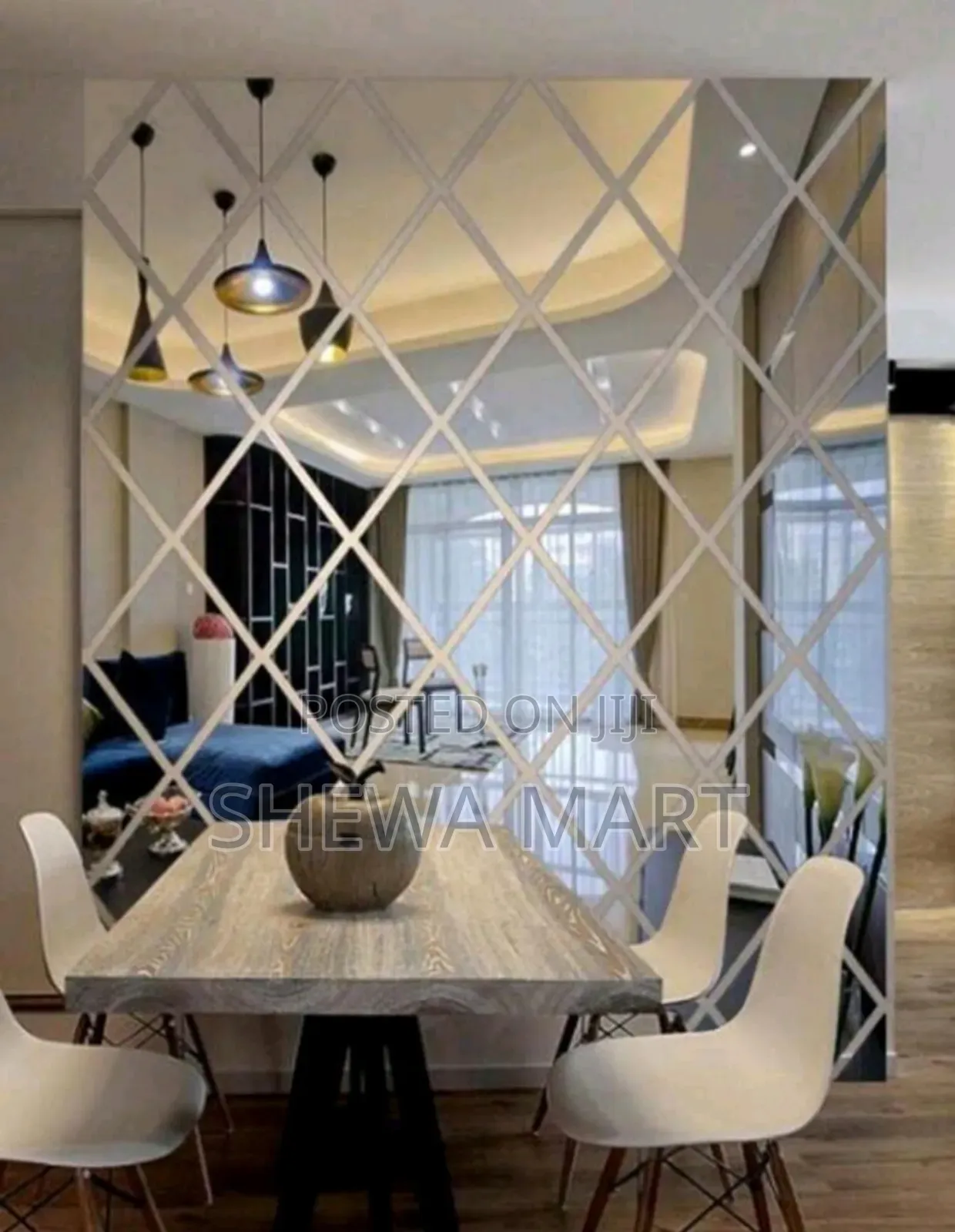 Rhombus Mosaic Mirrored Wallpaper, Self-Adhesive Flexible Mirror Film