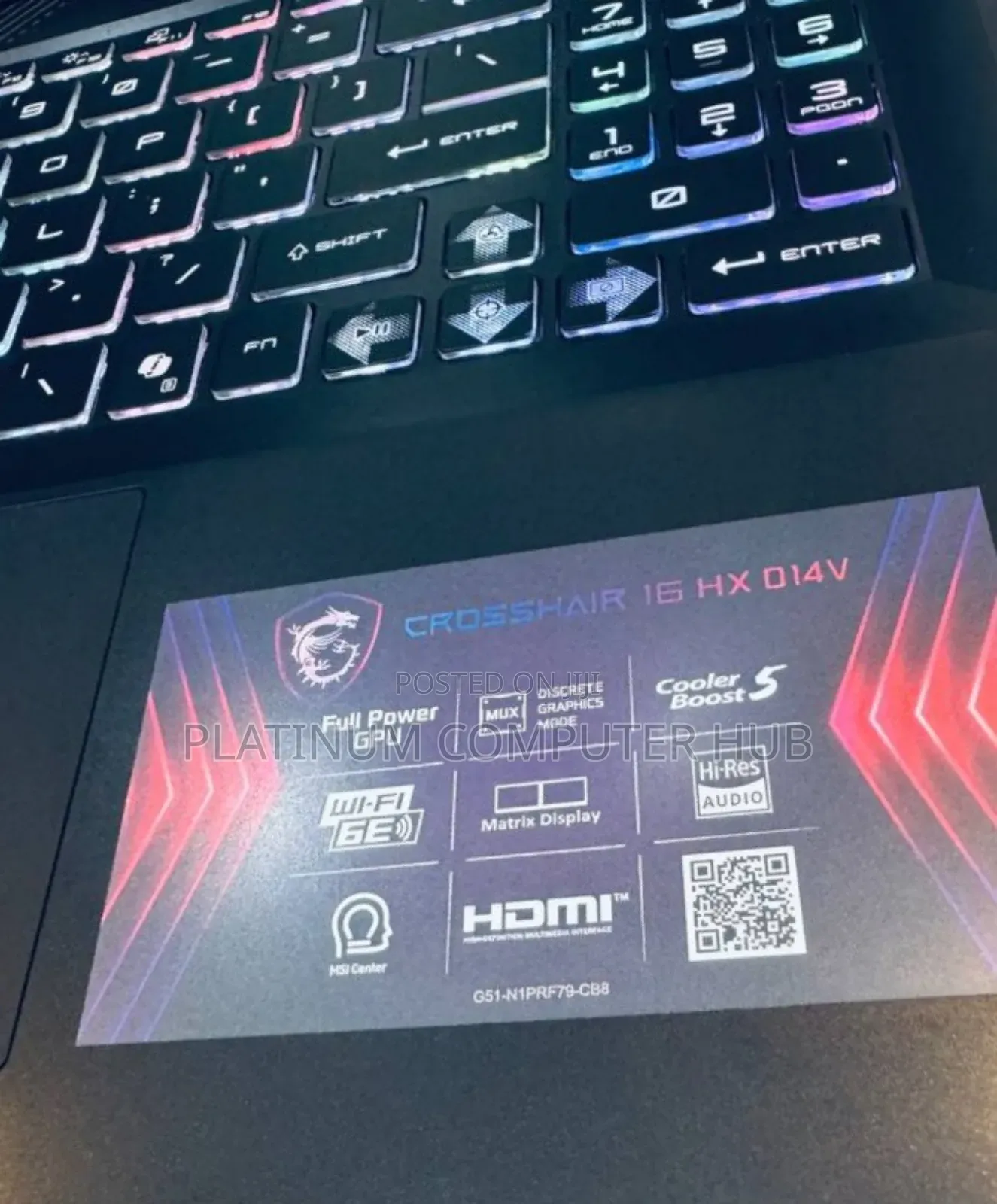 New Laptop MSI Crosshair 17 B12U 16GB Intel Core I7 SSD 1T