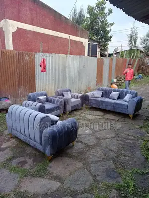 Photo - Blue Black Color Sofa Full Set