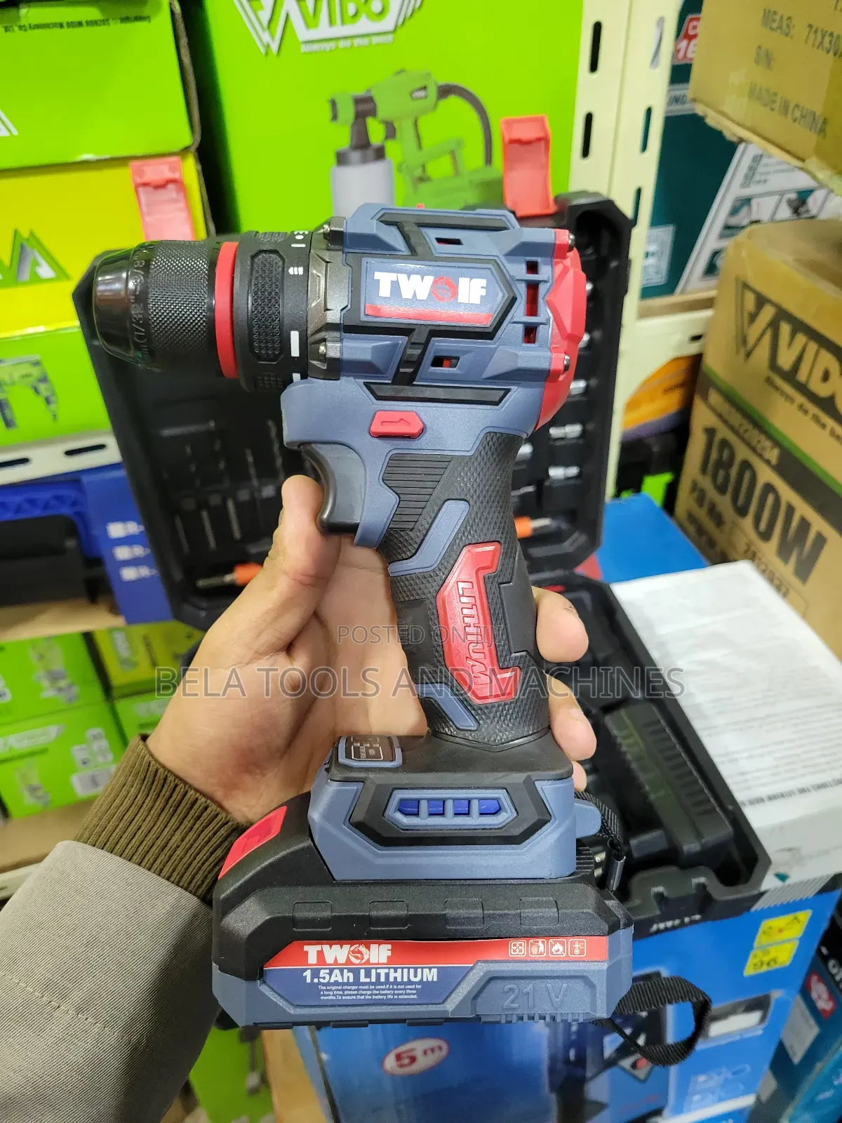 Good Drill Twolf Cordless Drill 21v With Full Accessories
