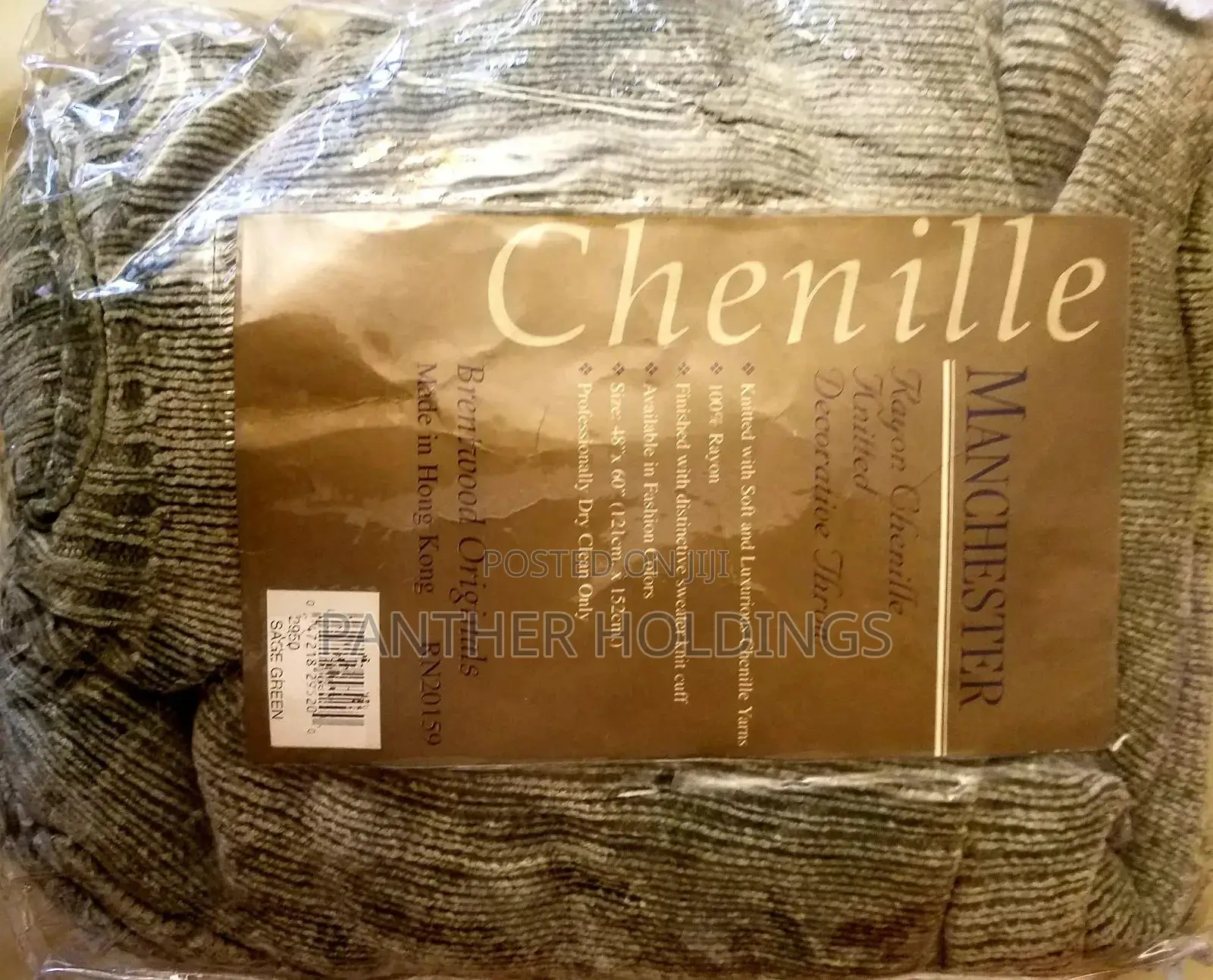 Brentwood Originals Soft Chenille Throw Blanket Sage Green