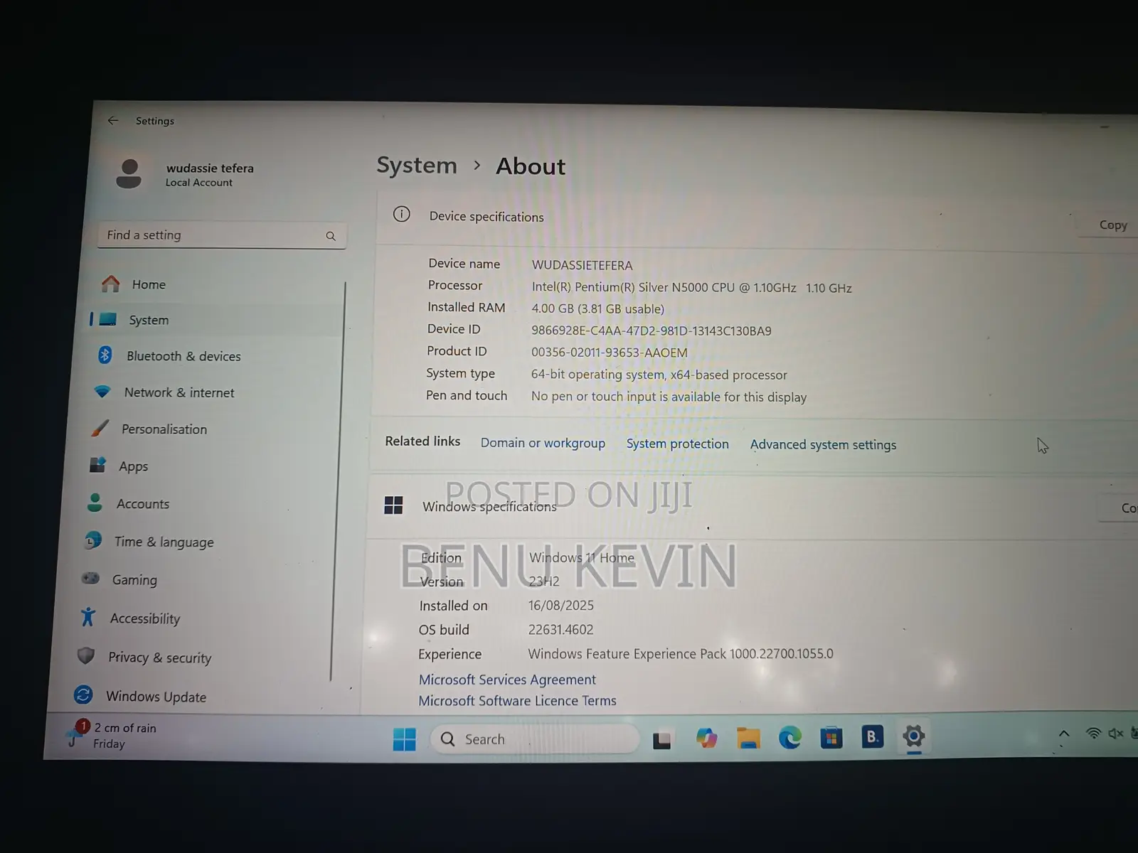 Laptop Acer 4GB Intel Pentium SSD 128GB