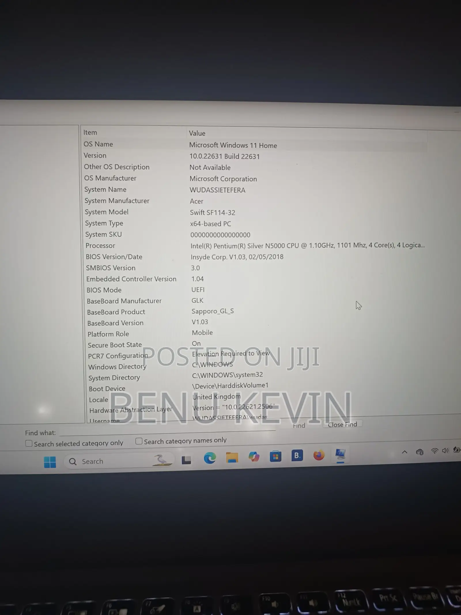 Laptop Acer 4GB Intel Pentium SSD 128GB