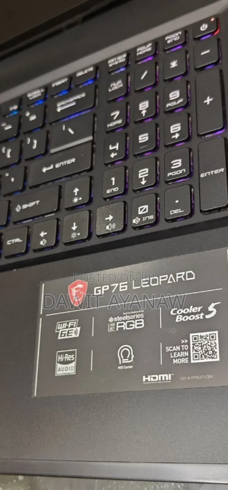 New Laptop MSI GP75 Leopard 16GB Intel Core I7 SSD 512GB