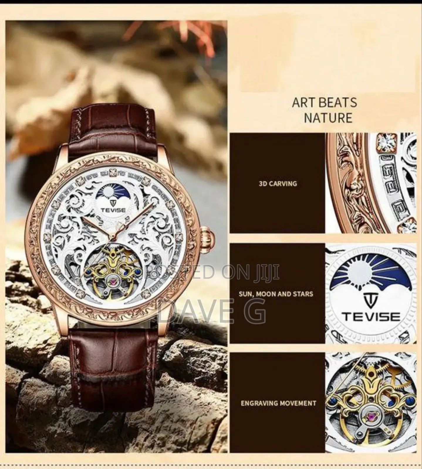 # Tevise Luxury Men's Waterproof Hollow Men's Mechanical Leather Watch