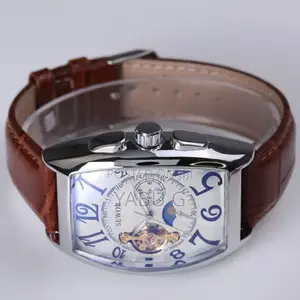 Sewor Rectangle Luxury Leather Mechanical Analog Men Wrist Watch