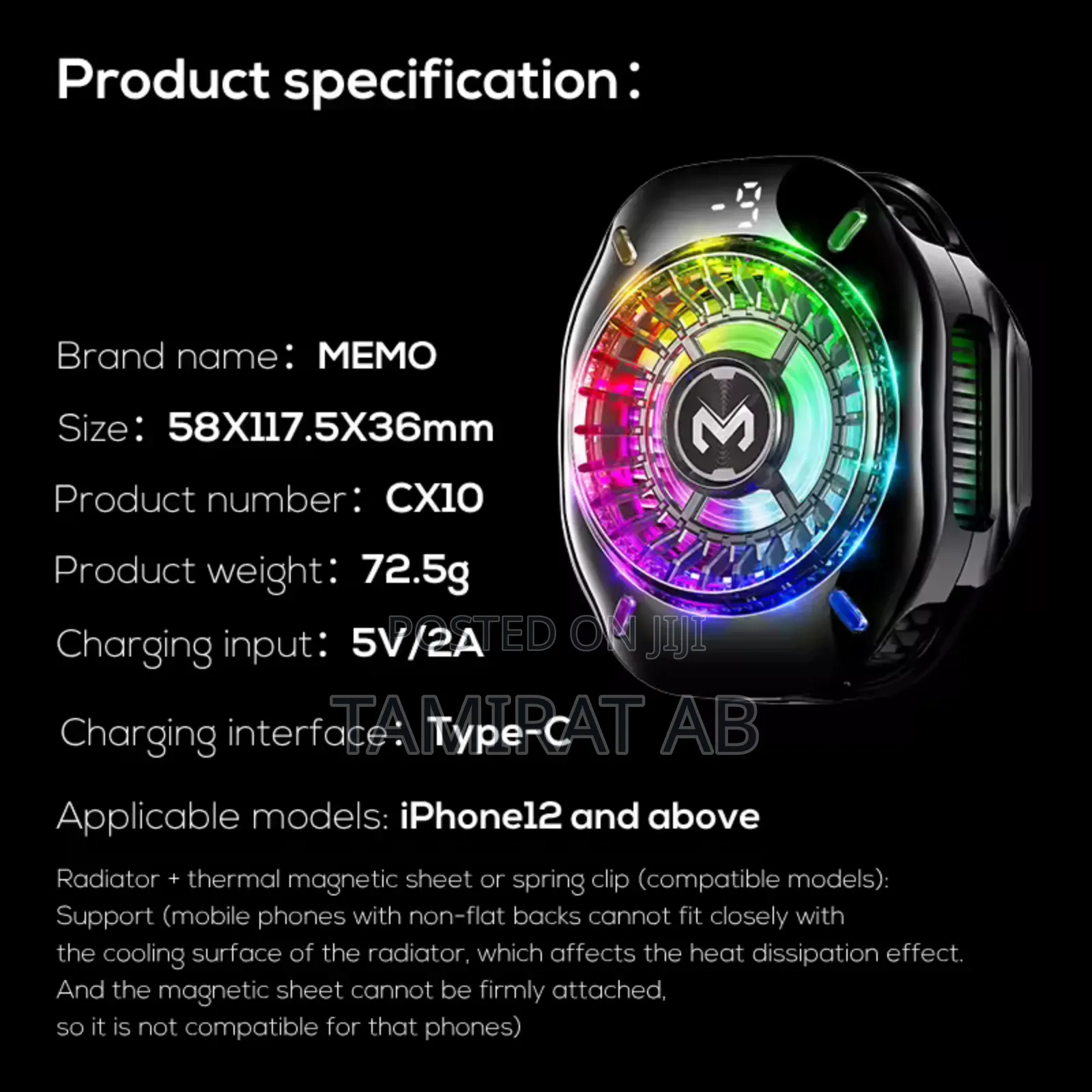 Memo Cx10 Semiconductor Phone Cooler With Magnetic and Clip