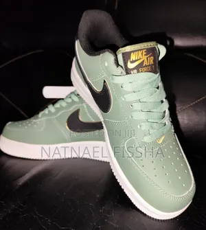 Photo - Nike Air Force 1 Oil Green Metallic Gold Swoosh