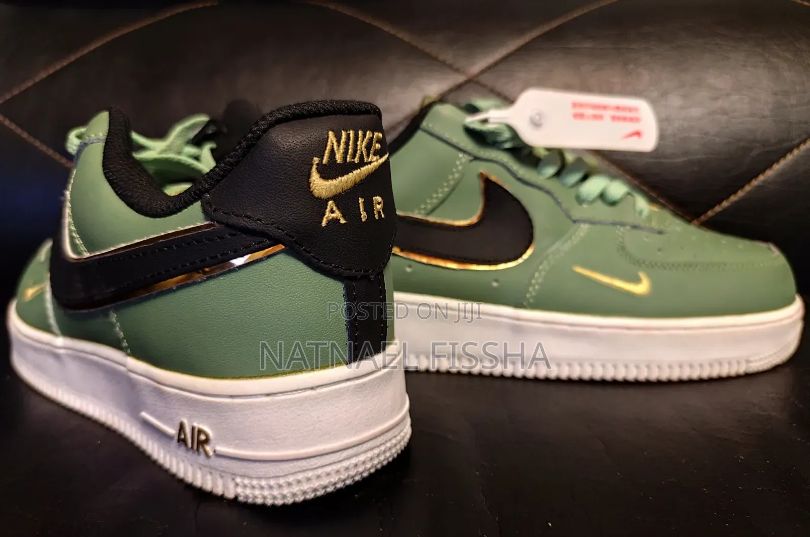 Nike Air Force 1 Oil Green Metallic Gold Swoosh