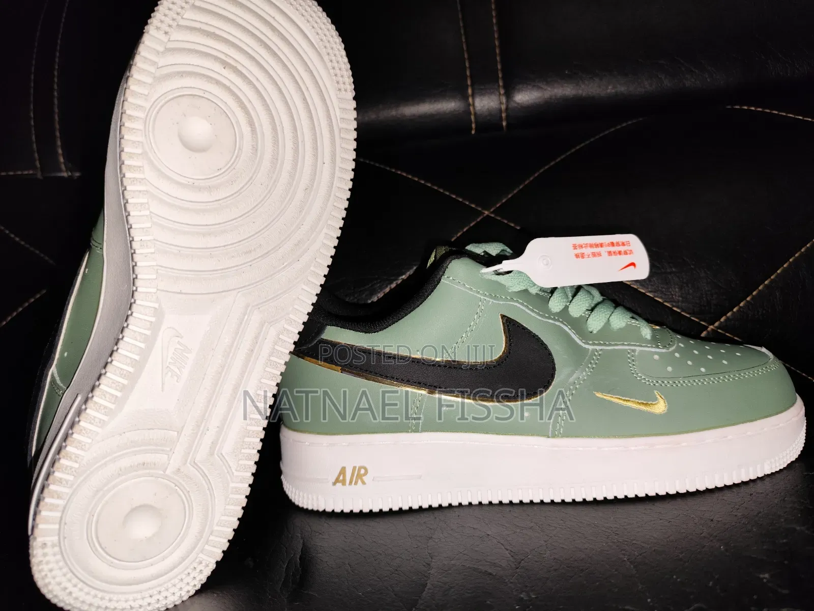 Nike Air Force 1 Oil Green Metallic Gold Swoosh