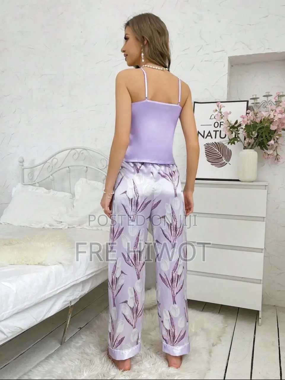 Floral Print Satin Pj Set / Pajama Set