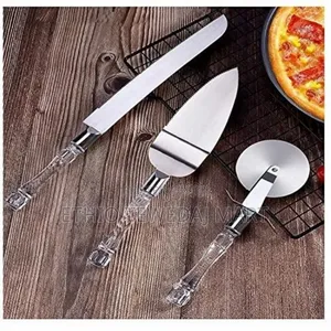 3 Piece Stainless Steel Cake Knife, Server Set and Pizza Cutter
