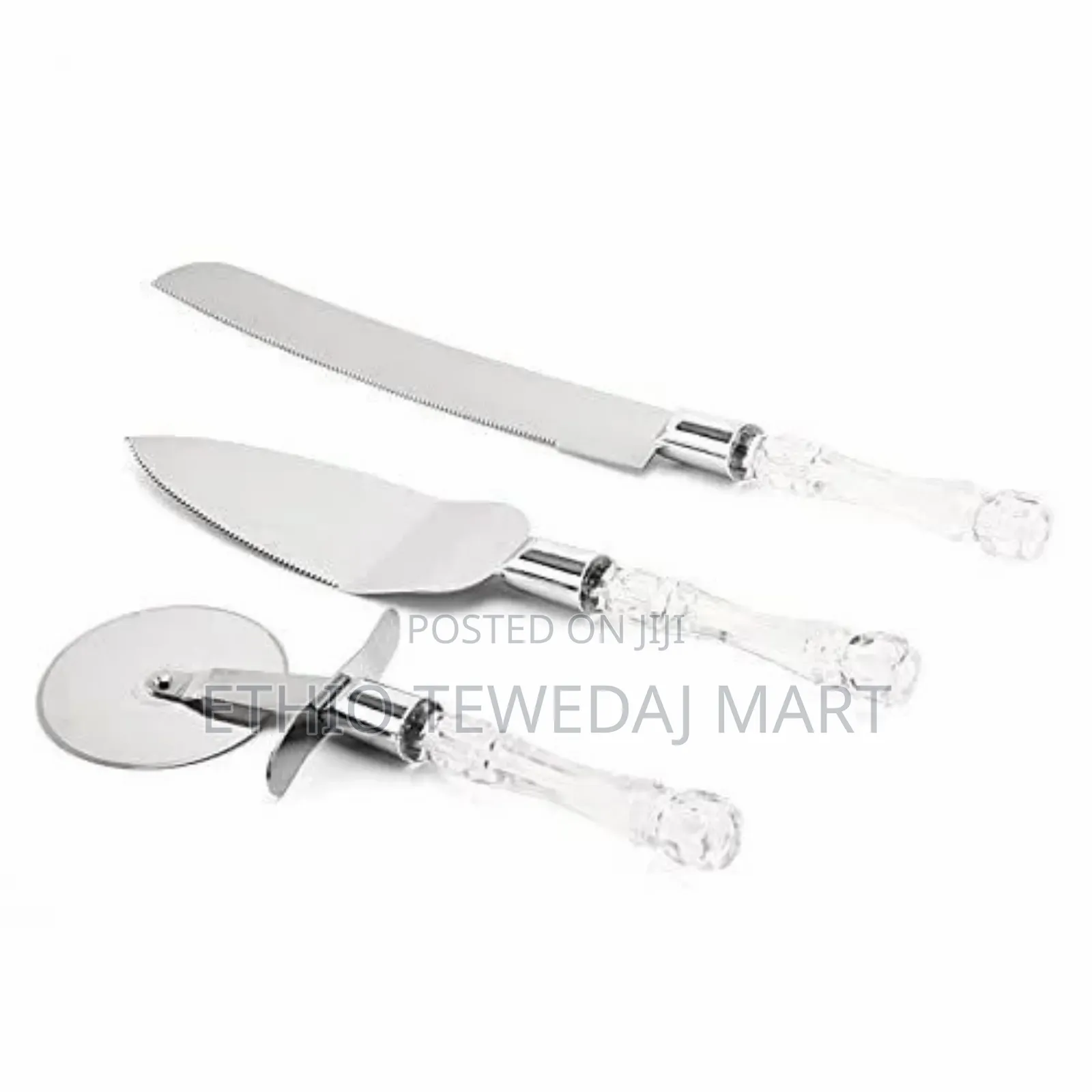 3 Piece Stainless Steel Cake Knife, Server Set and Pizza Cutter