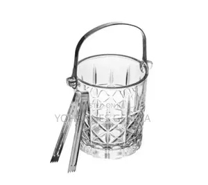 Glass Ice Bucket With Stainless Steel Handle