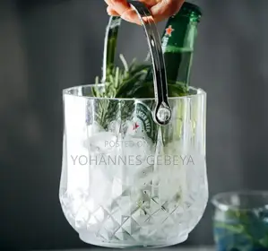 Glass Ice Bucket With Stainless Steel Handle