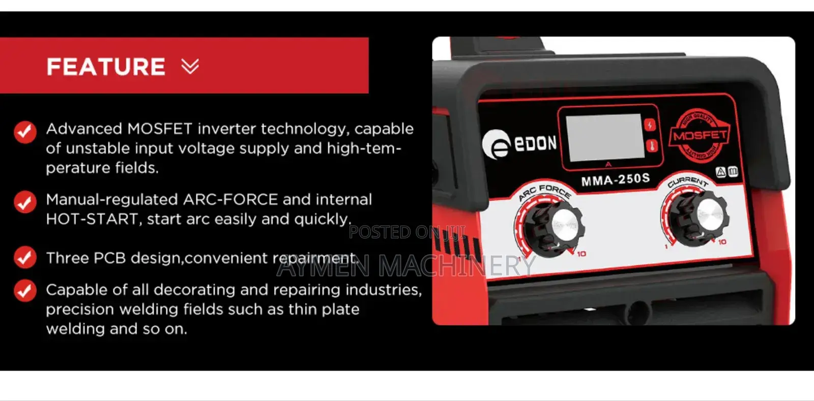 Edon Dc Inverter Welding Machine 250a ኤዶን መበየጃ 250አምፒር