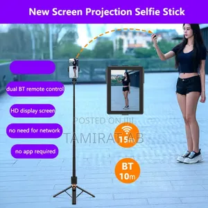 Cl07 Real Time Projection Screen Selfie Stick, Tripod With Remote