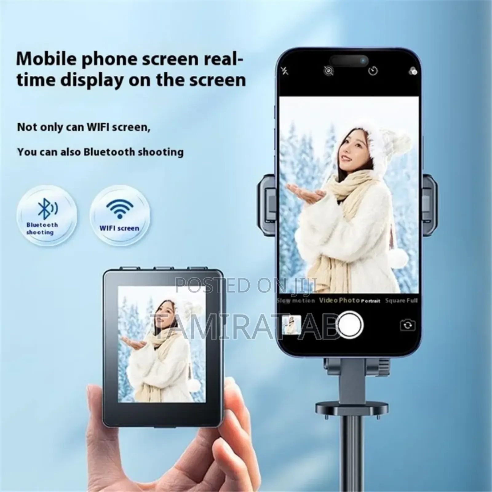 Cl07 Real Time Projection Screen Selfie Stick, Tripod With Remote