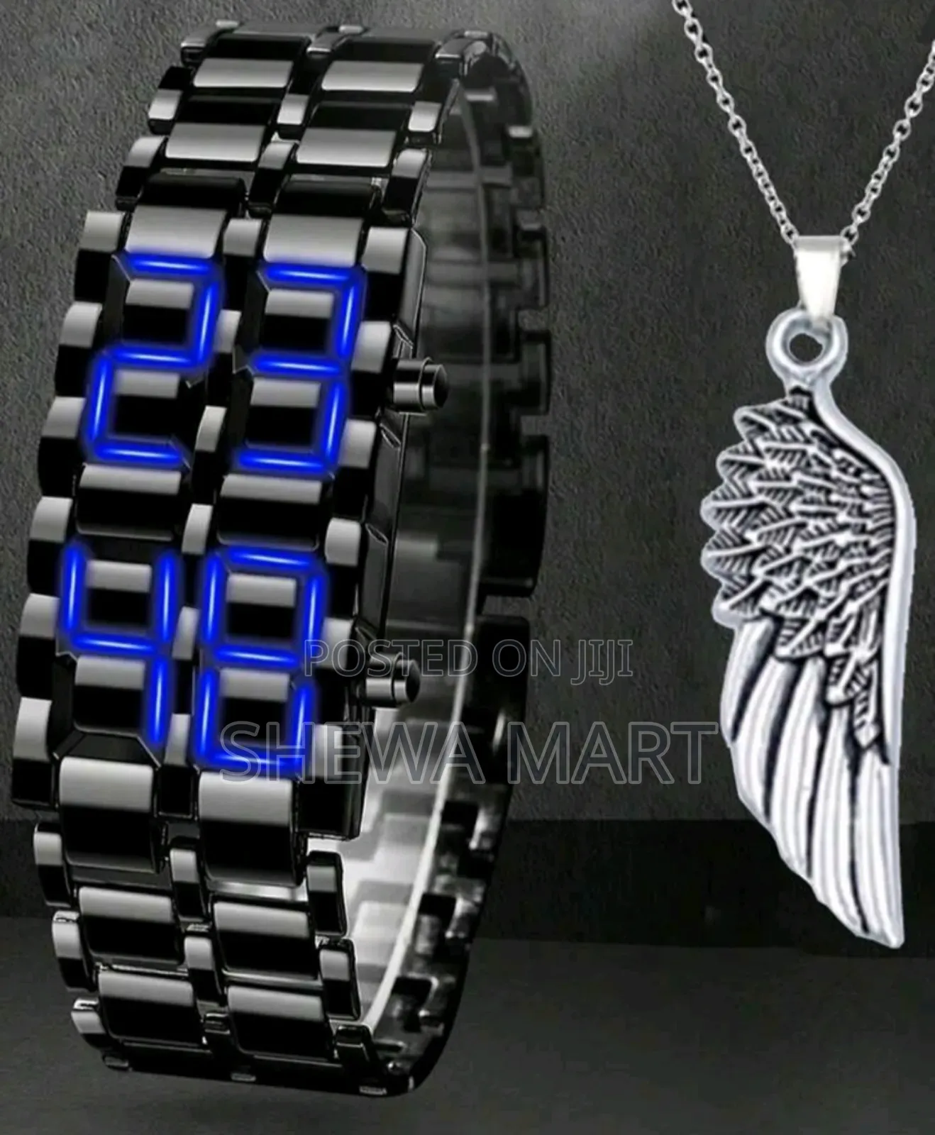 Fashionable Led Stainless Steel Men Watch + 1 Necklace