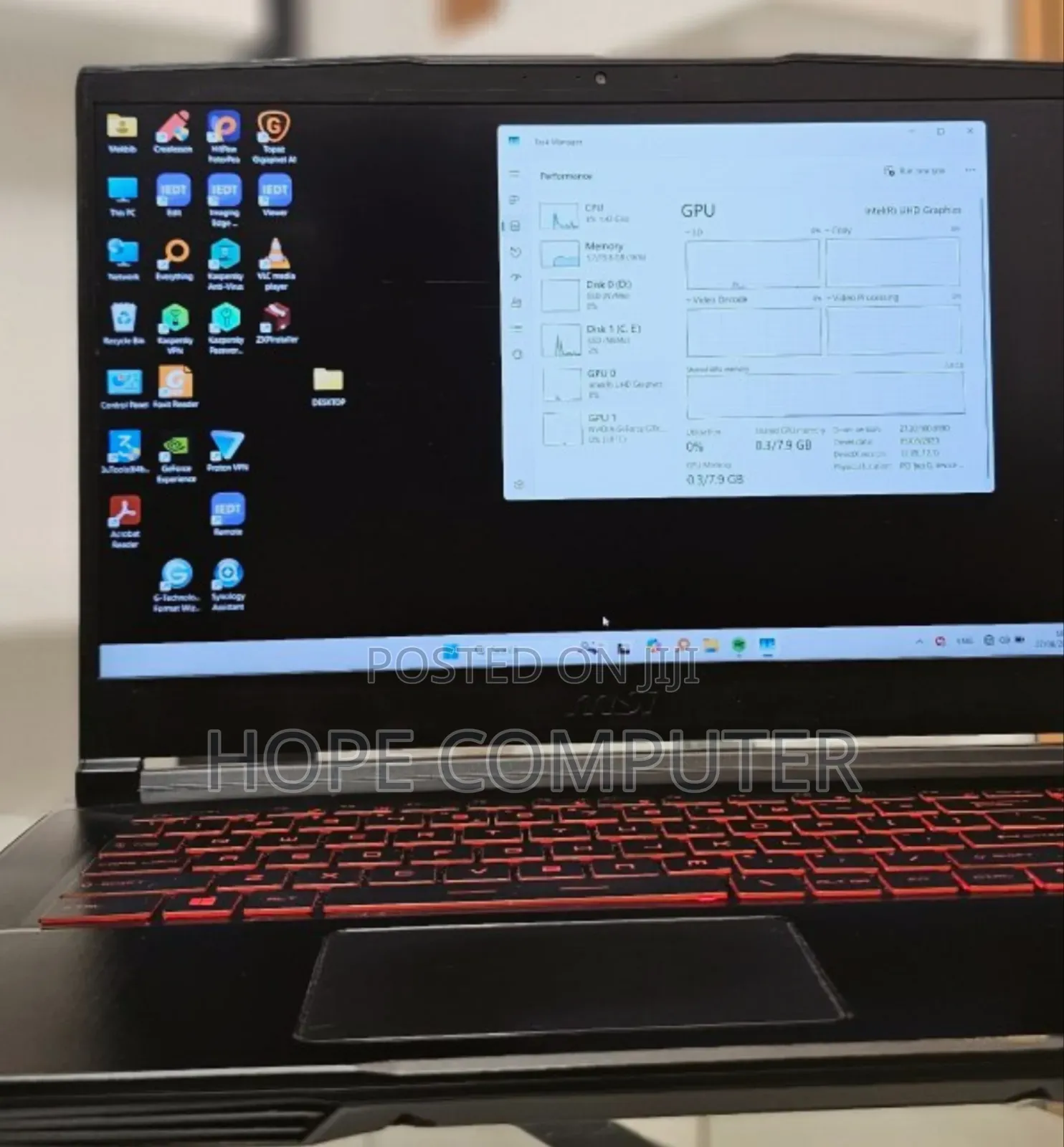 New Laptop MSI GF63 16GB Intel Core I7 SSD 1T