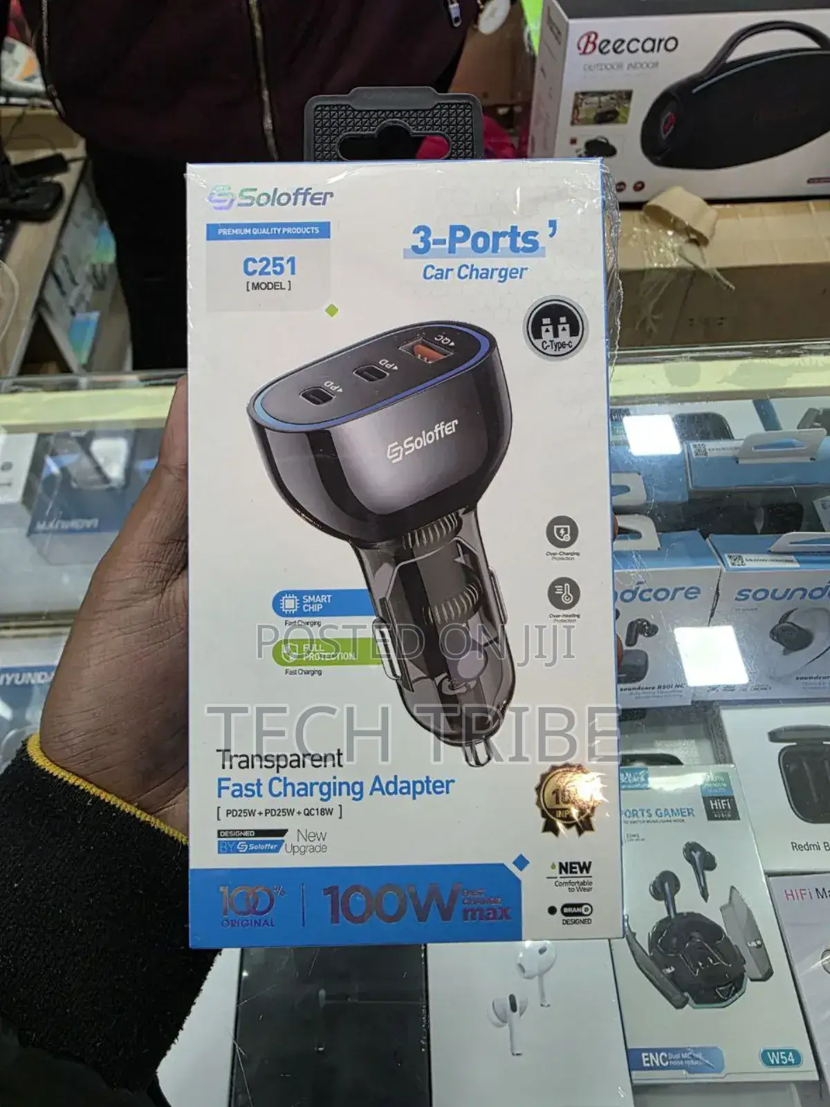 Soloffer C251 Transparent Fast Charging Adapter - Your 100w Power Hub!