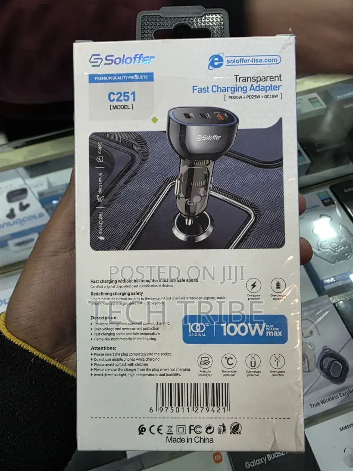 Soloffer C251 Transparent Fast Charging Adapter - Your 100w Power Hub!