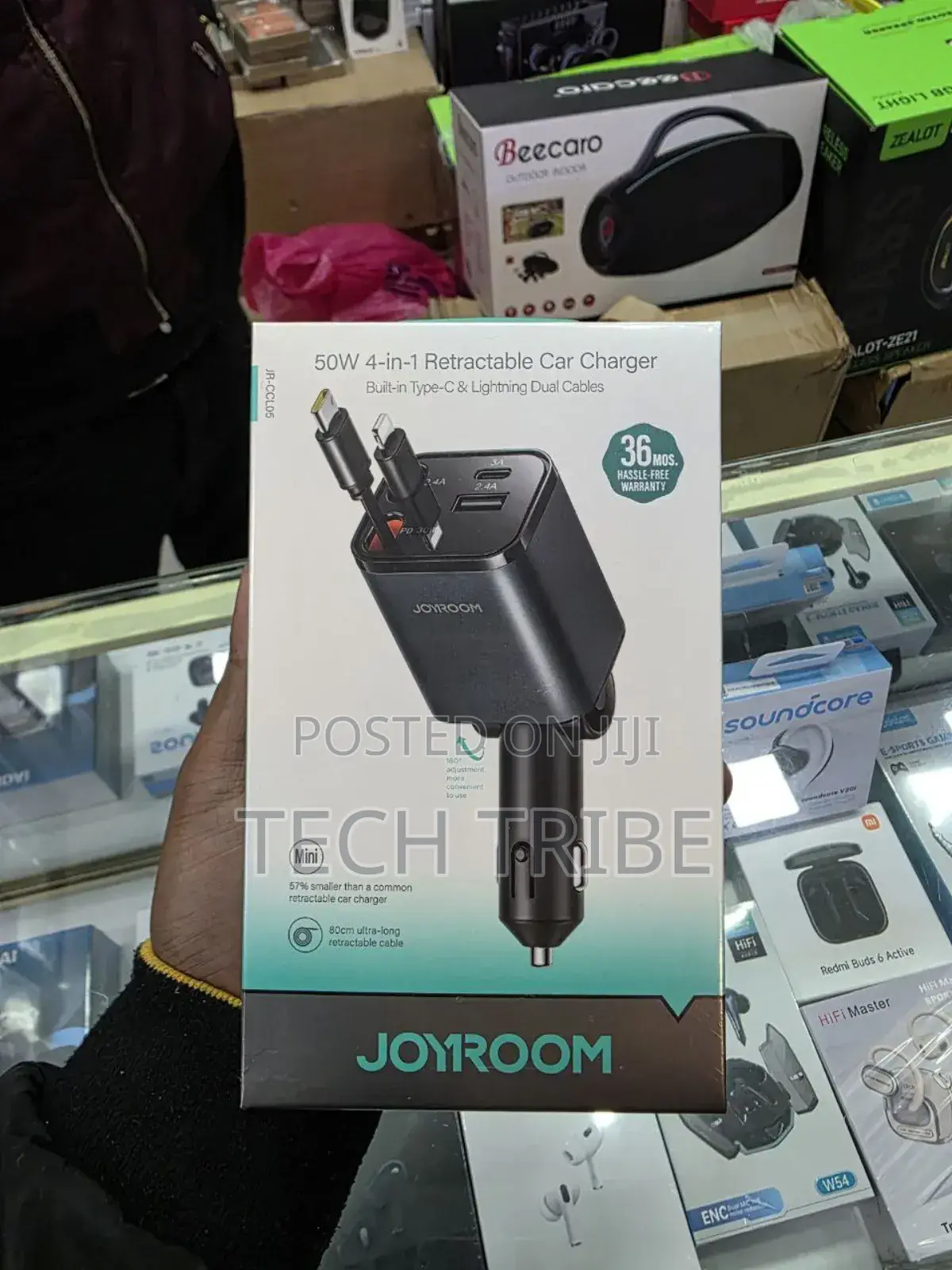 Joyroom 50w 4-in-1 Retractable Car Charger the Ultimate Charging Solu.