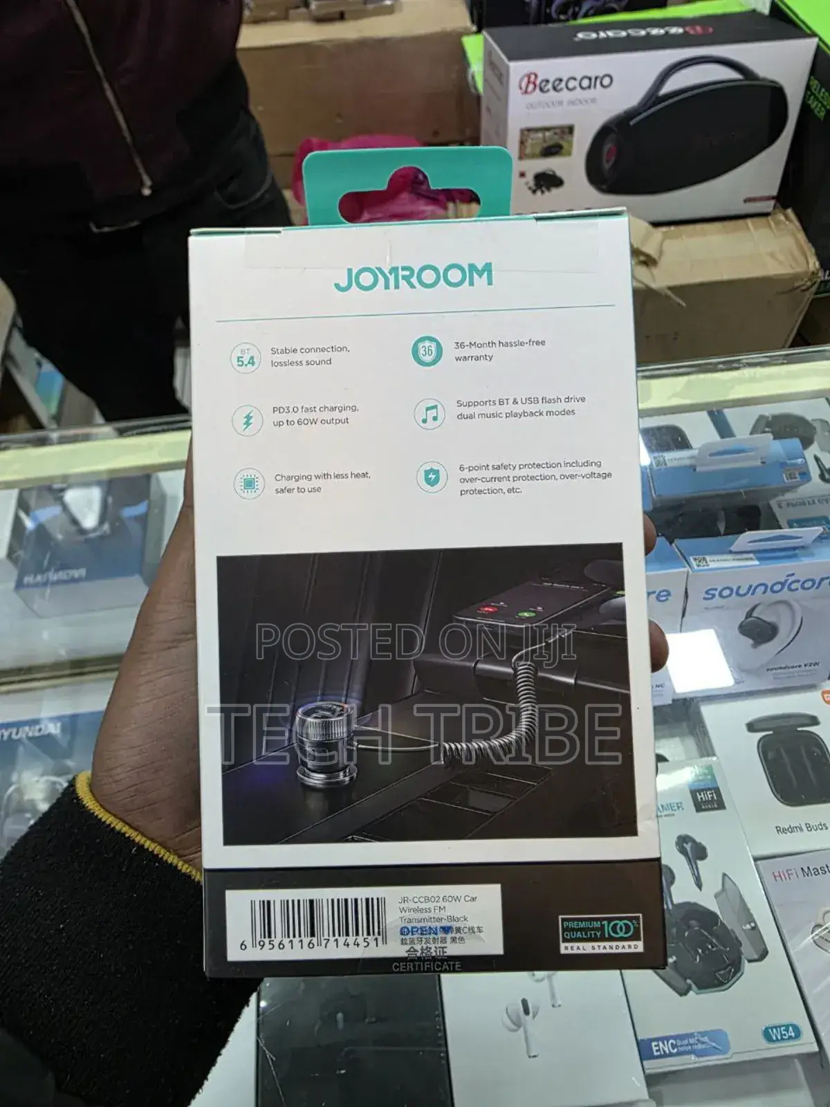 Joyroom 60w Car Fm Transmitter Your All-in-One Car Charger Audio Hub