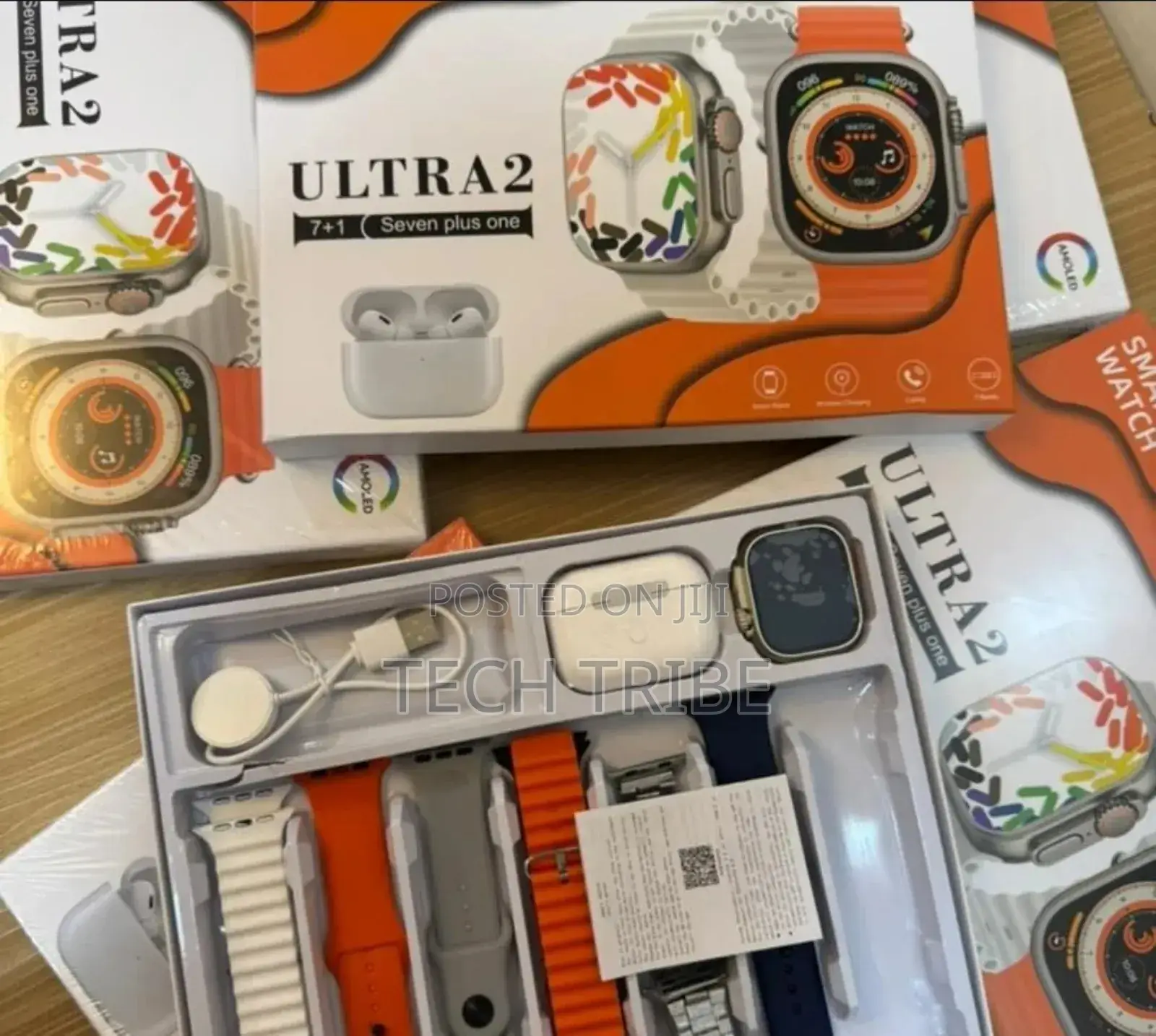 Ultra a 2 Smartwatch Amoled 7 Extra Straps With Original Earpod Gift